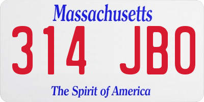 MA license plate 314JB0
