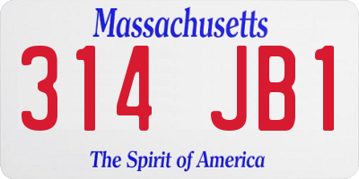 MA license plate 314JB1