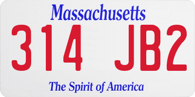 MA license plate 314JB2