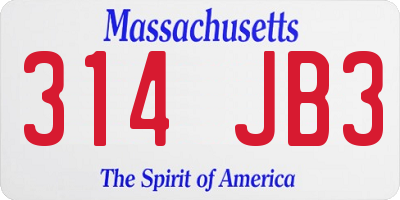 MA license plate 314JB3