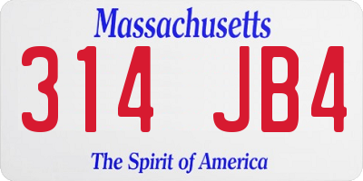 MA license plate 314JB4