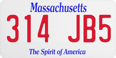 MA license plate 314JB5