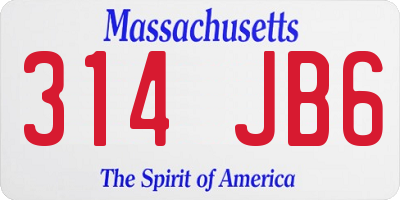 MA license plate 314JB6