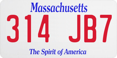 MA license plate 314JB7