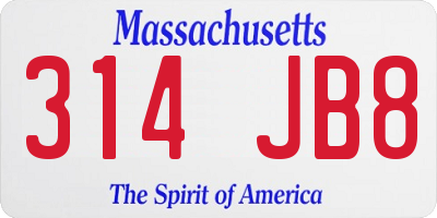 MA license plate 314JB8