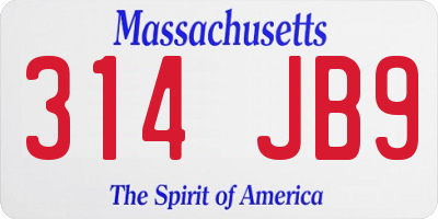 MA license plate 314JB9