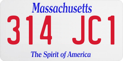 MA license plate 314JC1