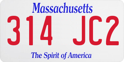 MA license plate 314JC2