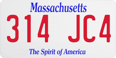 MA license plate 314JC4