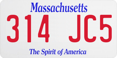 MA license plate 314JC5