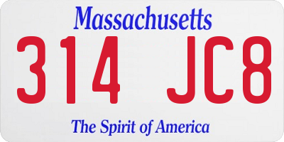 MA license plate 314JC8