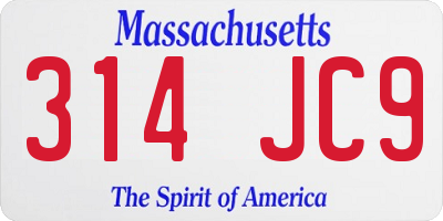 MA license plate 314JC9