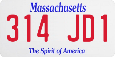 MA license plate 314JD1