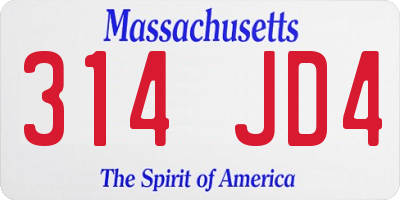 MA license plate 314JD4