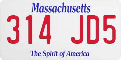 MA license plate 314JD5