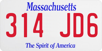 MA license plate 314JD6