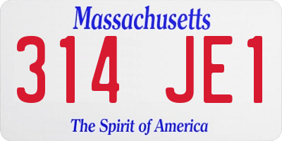 MA license plate 314JE1