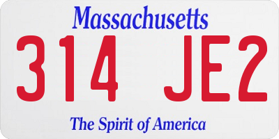 MA license plate 314JE2