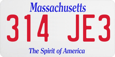 MA license plate 314JE3