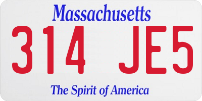 MA license plate 314JE5