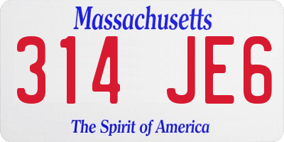 MA license plate 314JE6
