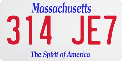 MA license plate 314JE7