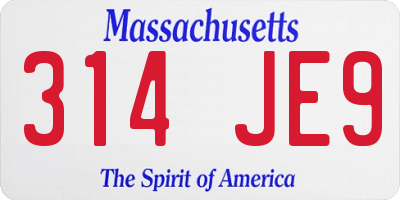 MA license plate 314JE9