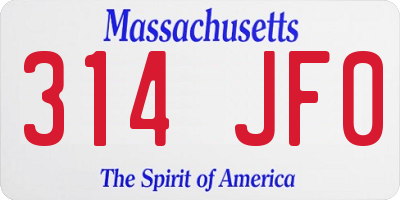 MA license plate 314JF0
