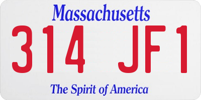MA license plate 314JF1
