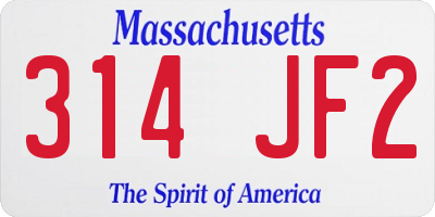 MA license plate 314JF2