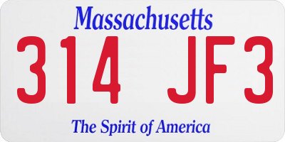 MA license plate 314JF3