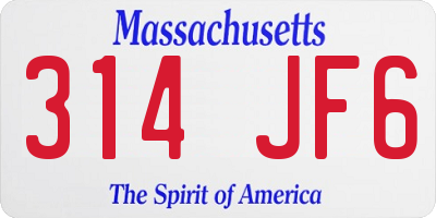 MA license plate 314JF6