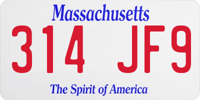 MA license plate 314JF9