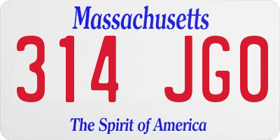 MA license plate 314JG0