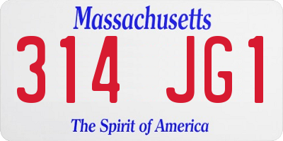 MA license plate 314JG1