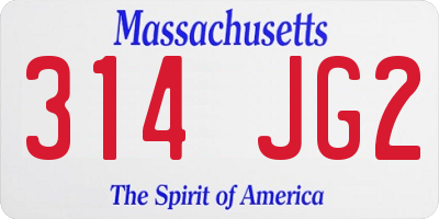 MA license plate 314JG2