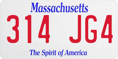 MA license plate 314JG4