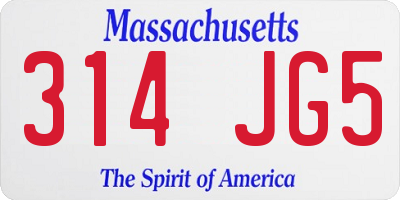 MA license plate 314JG5