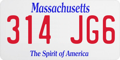 MA license plate 314JG6