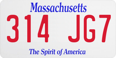 MA license plate 314JG7