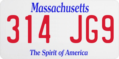 MA license plate 314JG9