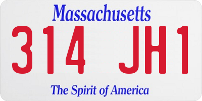 MA license plate 314JH1