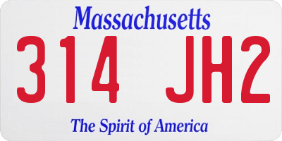 MA license plate 314JH2