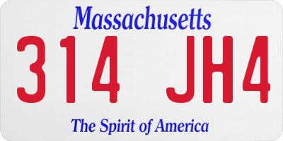 MA license plate 314JH4