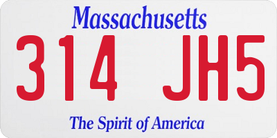 MA license plate 314JH5