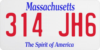 MA license plate 314JH6