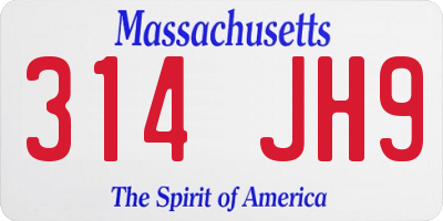 MA license plate 314JH9