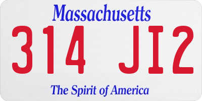 MA license plate 314JI2