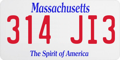 MA license plate 314JI3