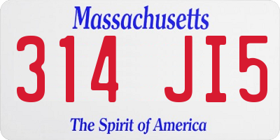 MA license plate 314JI5